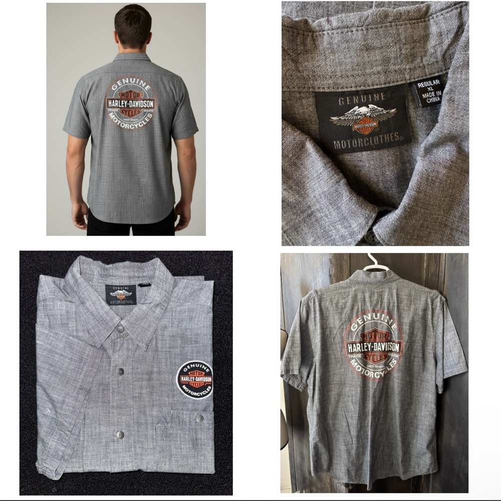 NWOT-Harley-Davidson Men's Genuine Oil Can Gray  Shirt Regular XLarge